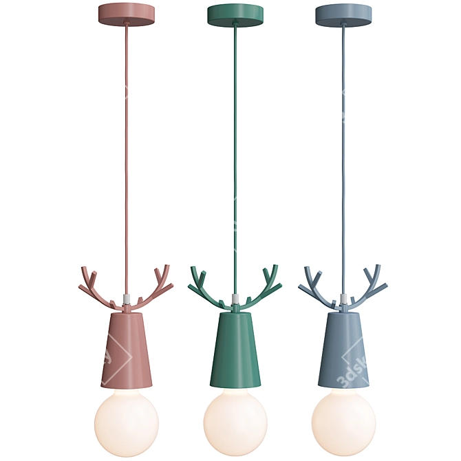 Elegant Deer Pendant Light 3D model image 2