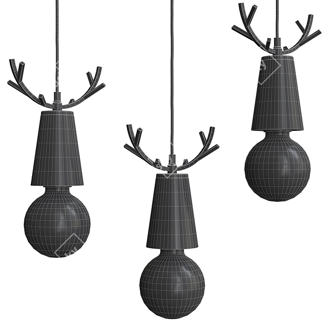 Elegant Deer Pendant Light 3D model image 3