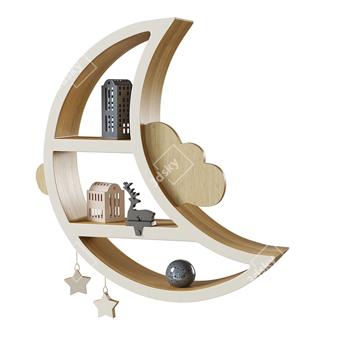 Lunar Shelf: Space-Inspired Nursery Display 3D model image 3