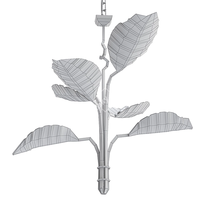 Elegant Pierced Leaf Chandelier 3D model image 2