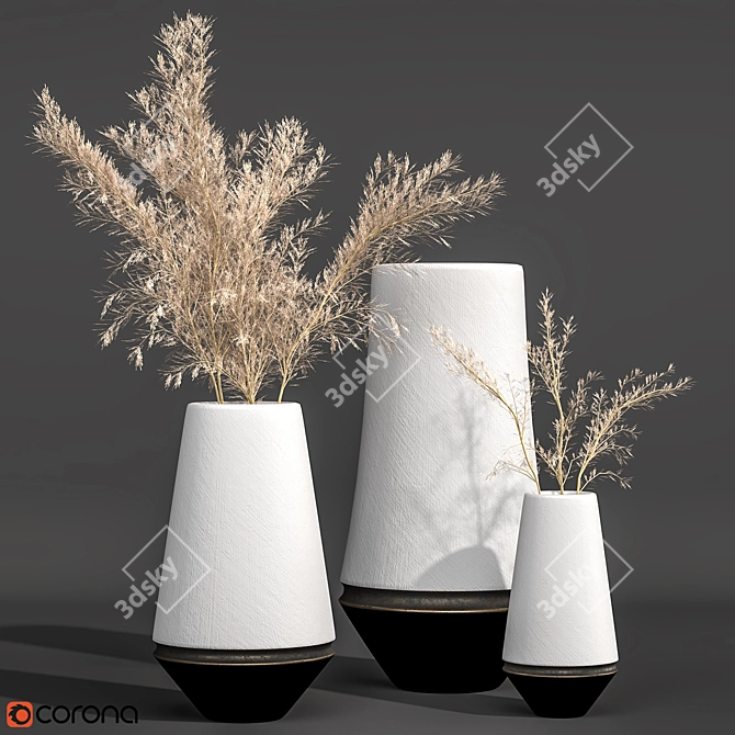 Elegant Pampas in Vase 3D model image 1