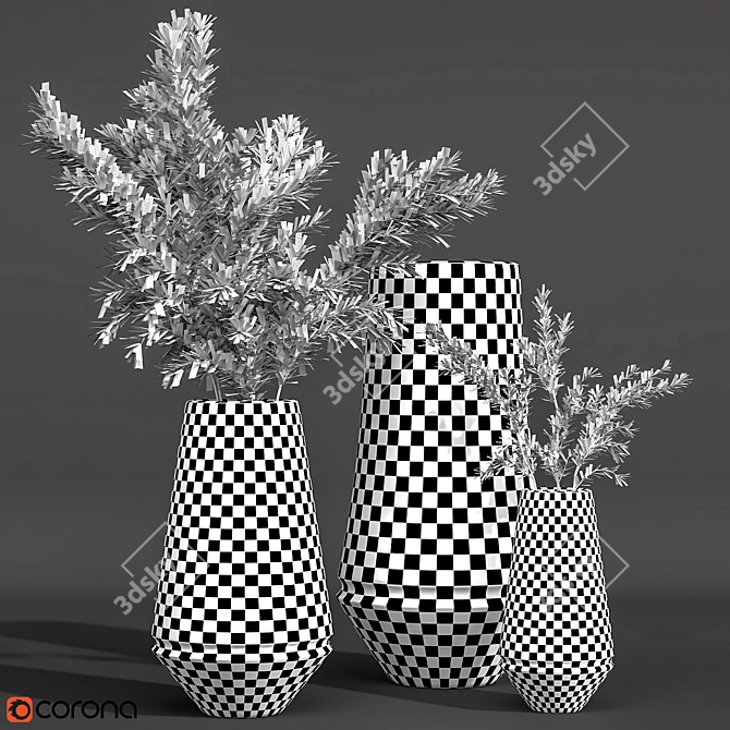 Elegant Pampas in Vase 3D model image 4