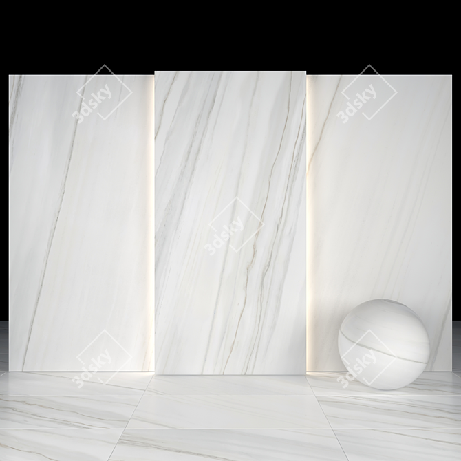 Elegant White Lasa Marble Tiles 3D model image 2