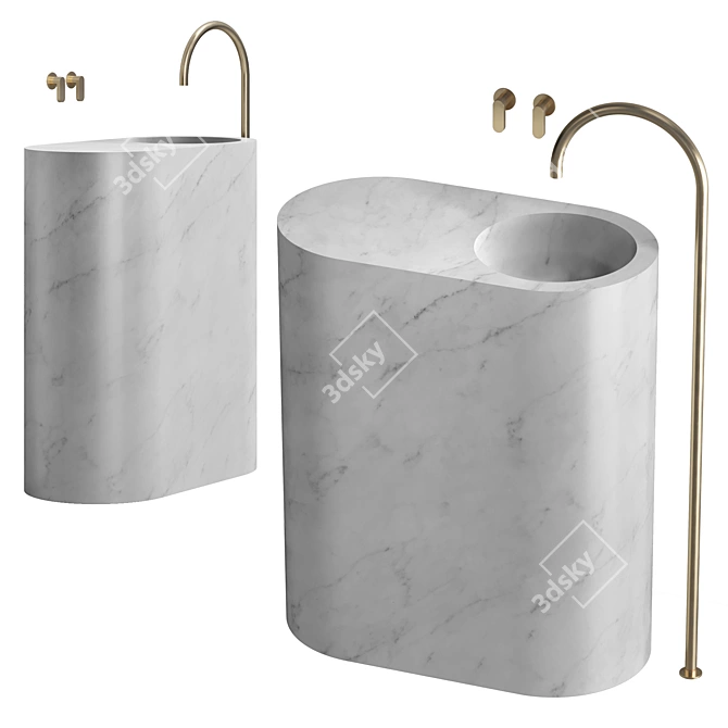 Cocoon JP Column: Solid Stone Basin 3D model image 1