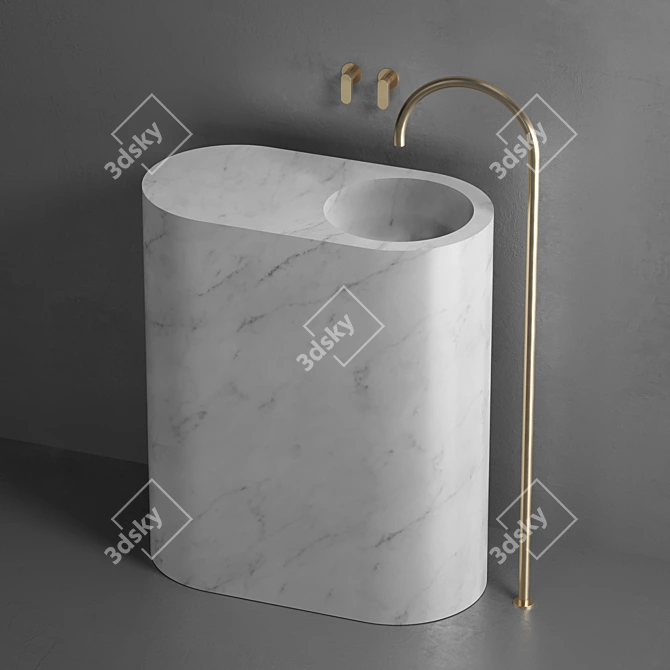 Cocoon JP Column: Solid Stone Basin 3D model image 2