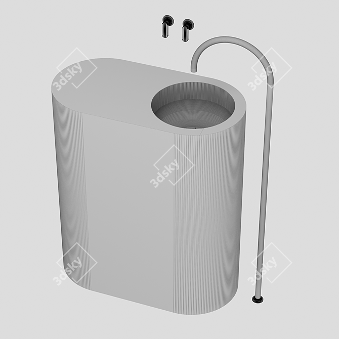 Cocoon JP Column: Solid Stone Basin 3D model image 4