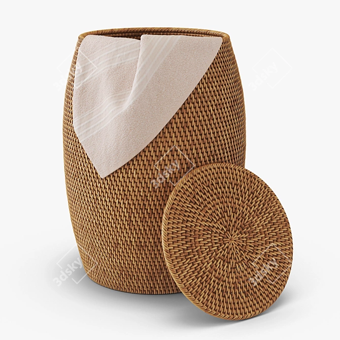 Artisan Rattan Hideaway Side Table 3D model image 1