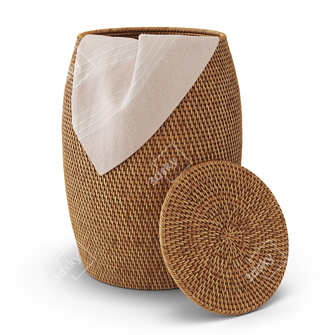 Artisan Rattan Hideaway Side Table 3D model image 6