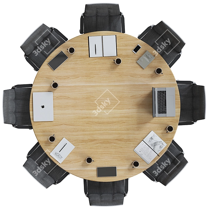 Optimized High Detail Conference Table 3D model image 2