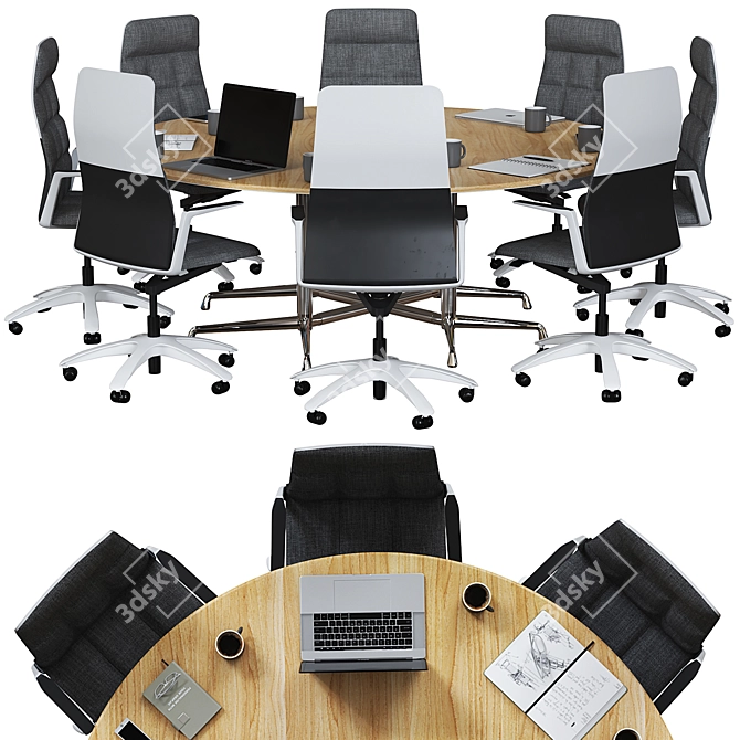 Optimized High Detail Conference Table 3D model image 3
