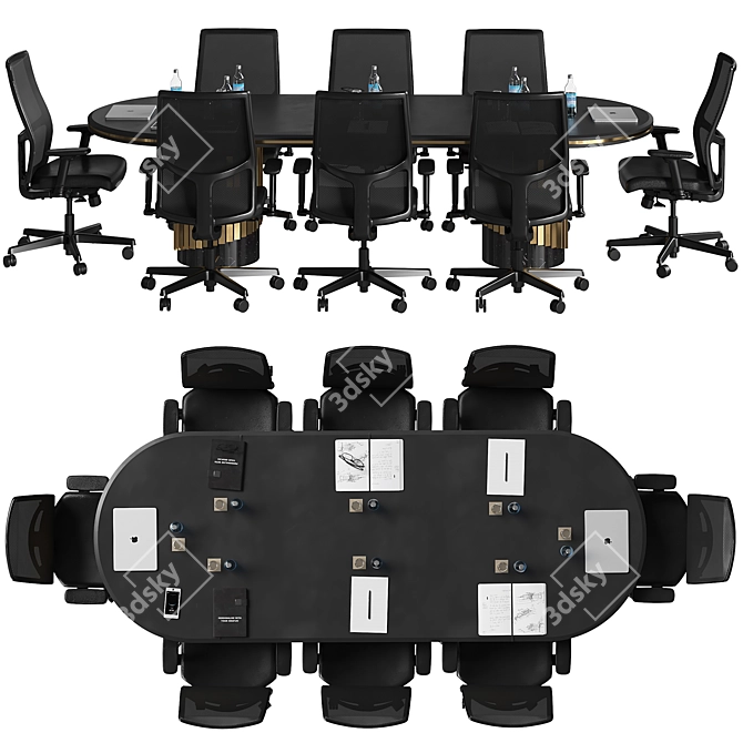 Sleek Executive Conference Table 3D model image 2