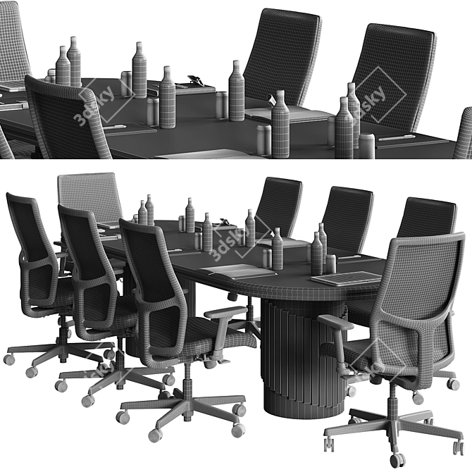 Sleek Executive Conference Table 3D model image 4