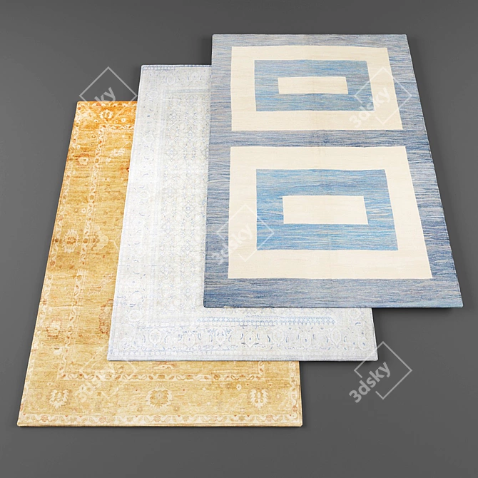 Modern High-Resolution Carpets, Set of 3 3D model image 1