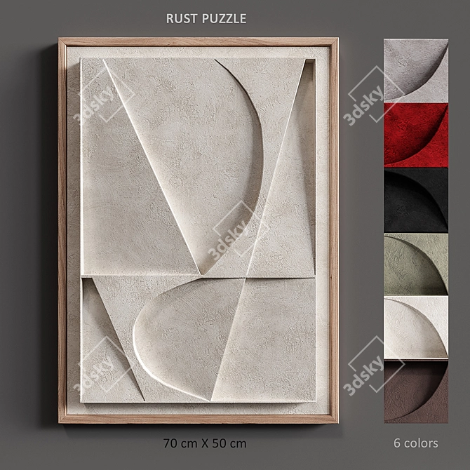 Title: Rust Puzzle Relief: Intertwining Shadows 3D model image 1