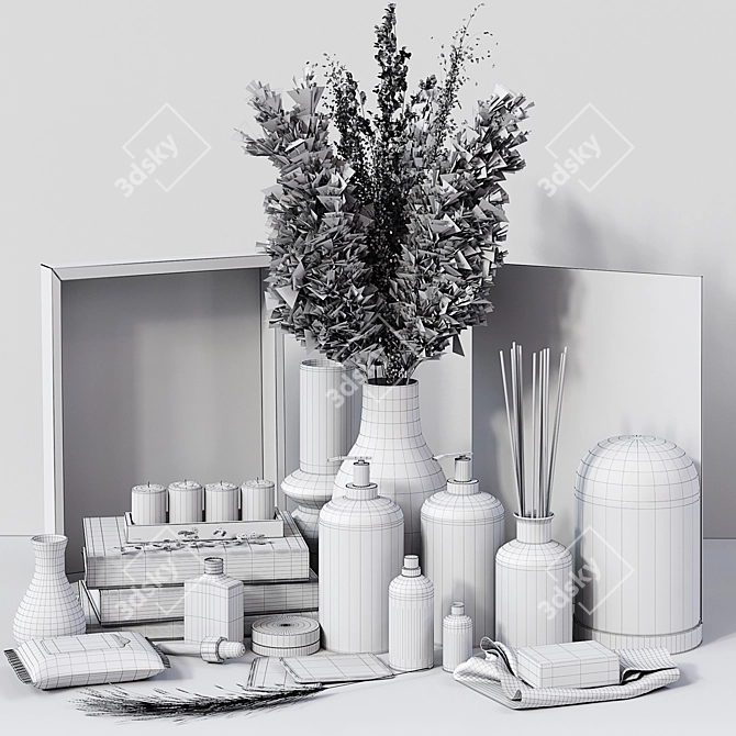 Modern Bathroom Decor Set 3D model image 5