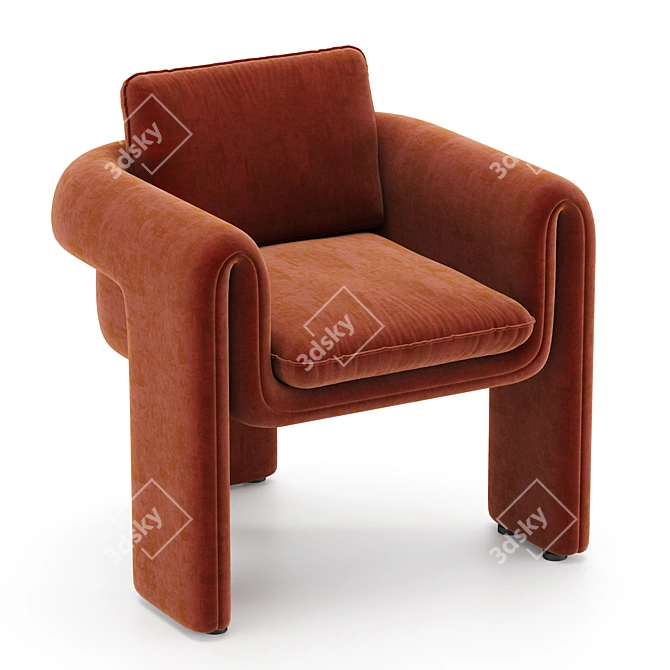 Luxurious Floria Velvet Chair 3D model image 2