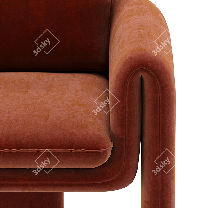 Luxurious Floria Velvet Chair 3D model image 3