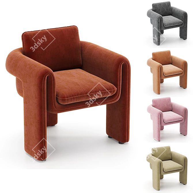 Luxurious Floria Velvet Chair 3D model image 5