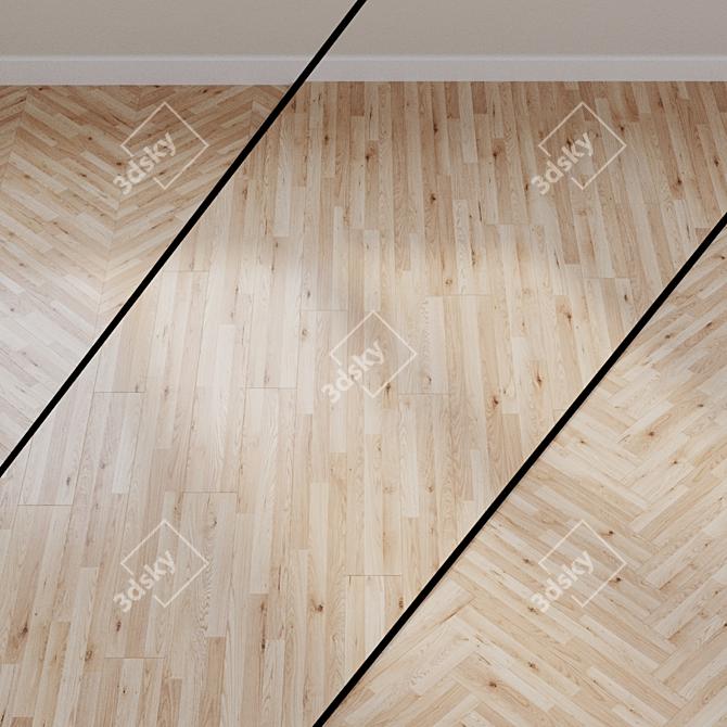 French Oak Chevron Plank Flooring 3D model image 1