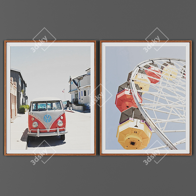 Wooden Frame Picture Set 3D model image 1