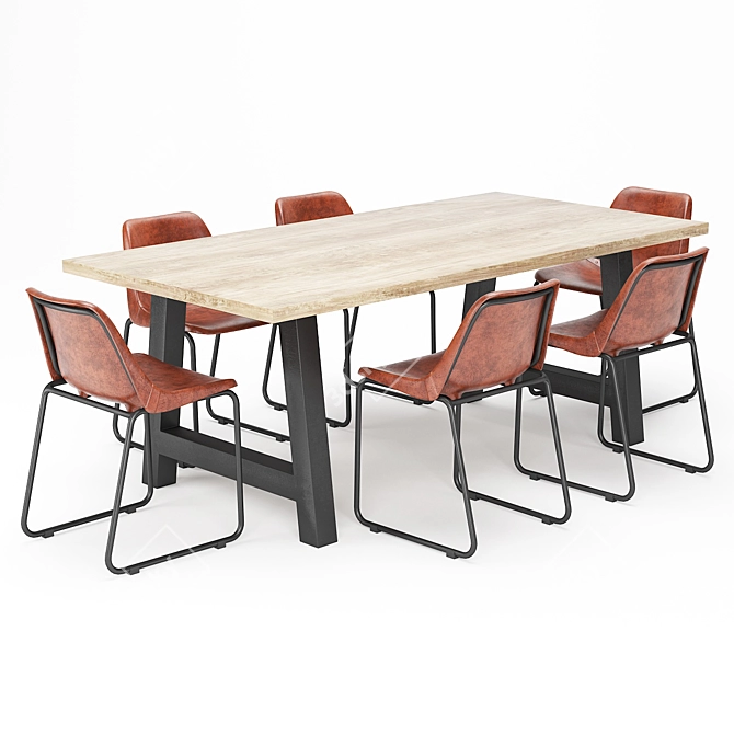 Modern Dining Table Set 3D model image 1