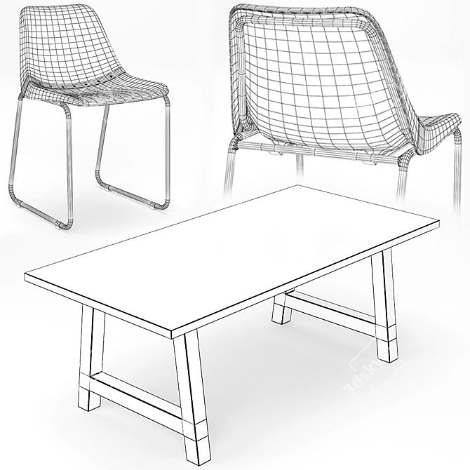 Modern Dining Table Set 3D model image 5