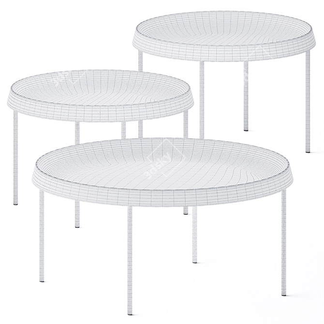 Modern Tulou Coffee Tables Set 3D model image 3