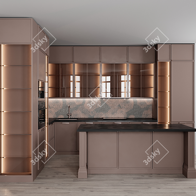 Modern Kitchen Design 3D Models 3D model image 2