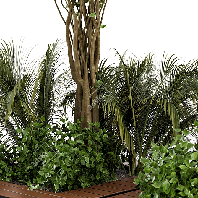 Outdoor Garden Set: Bush & Tree - Set 69 3D model image 2