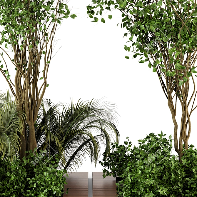 Outdoor Garden Set: Bush & Tree - Set 69 3D model image 4