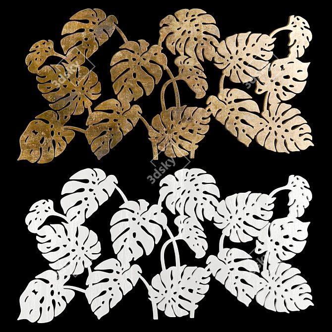 Tropical Monstera Leaves Panel 3D model image 1