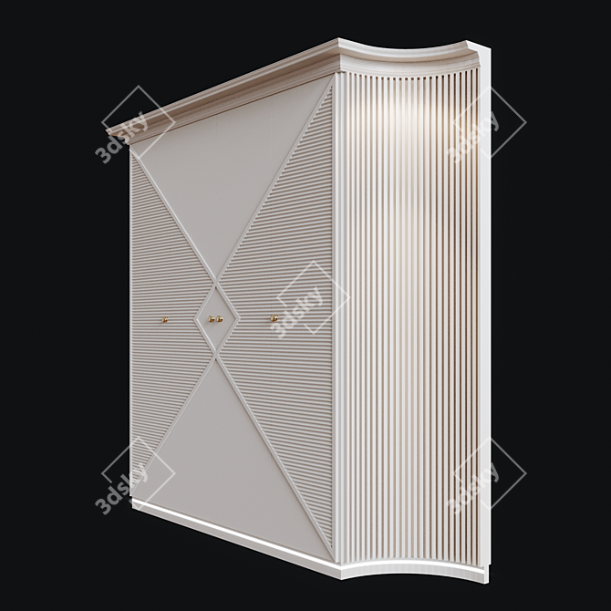 Modern Three-Door Wardrobe 3D model image 2