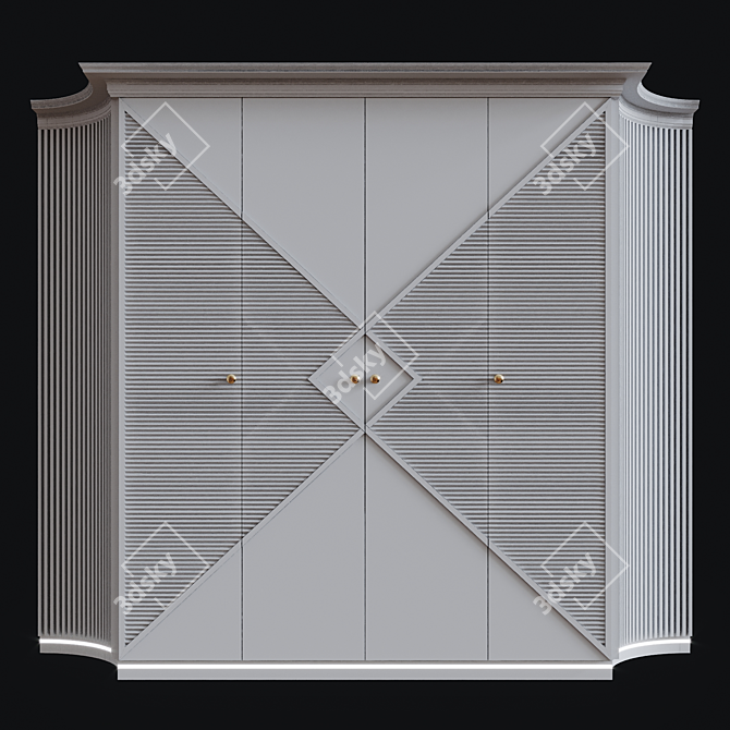 Modern Three-Door Wardrobe 3D model image 3