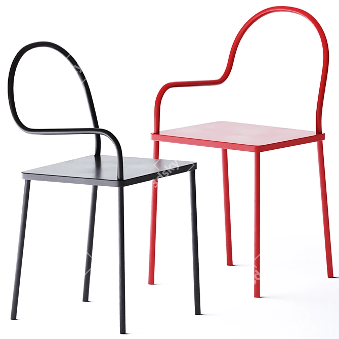 Desalto Chair: Steel-Soft Comfort 3D model image 2
