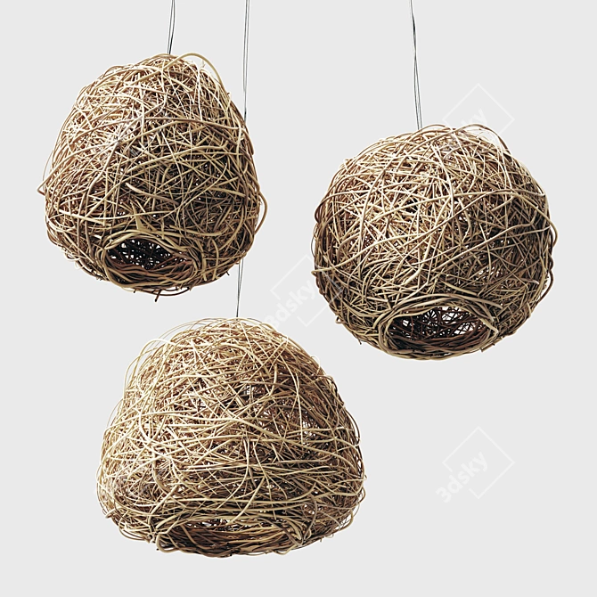 Rattan Sphere Hive Chandelier 3D model image 1