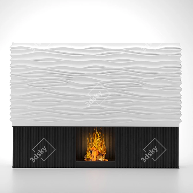 Modern Electric Fireplace - 4000 x 600 x H3000 mm 3D model image 1