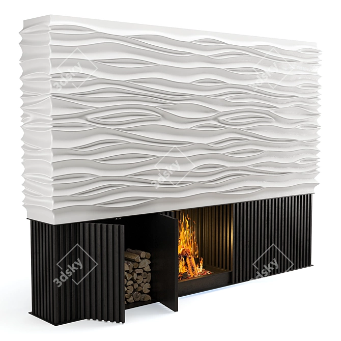 Modern Electric Fireplace - 4000 x 600 x H3000 mm 3D model image 2