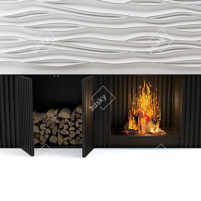 Modern Electric Fireplace - 4000 x 600 x H3000 mm 3D model image 3