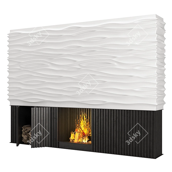 Modern Electric Fireplace - 4000 x 600 x H3000 mm 3D model image 5