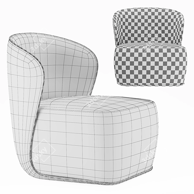Cozy Polygonal Chair 3D model image 12