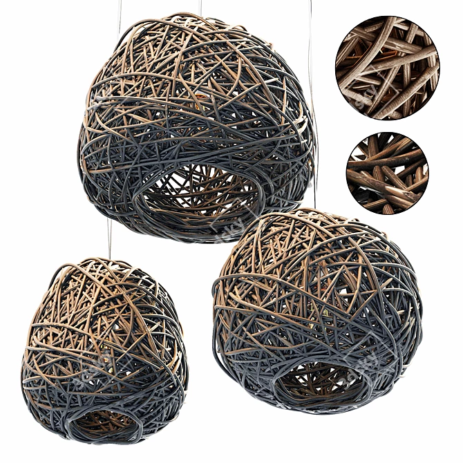 Rattan Hive Sphere Lamp 3D model image 1