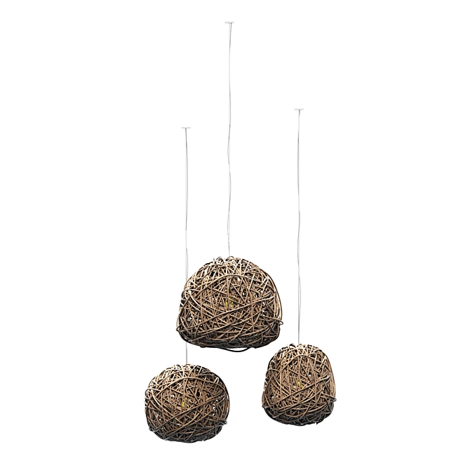 Rattan Hive Sphere Lamp 3D model image 3