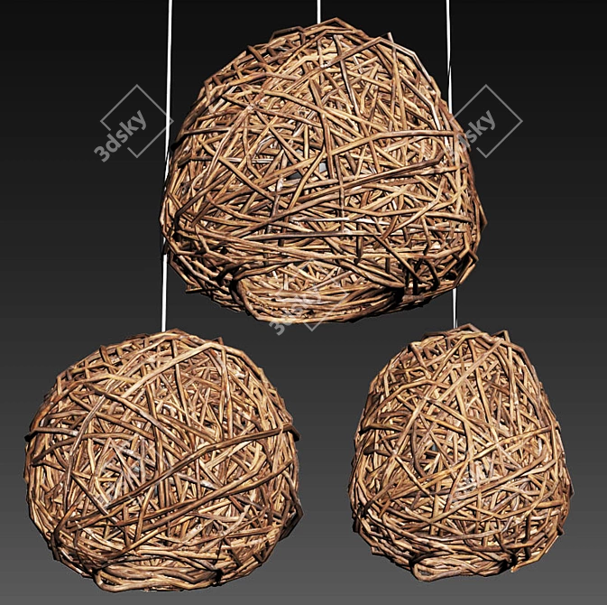 Rattan Hive Sphere Lamp 3D model image 4