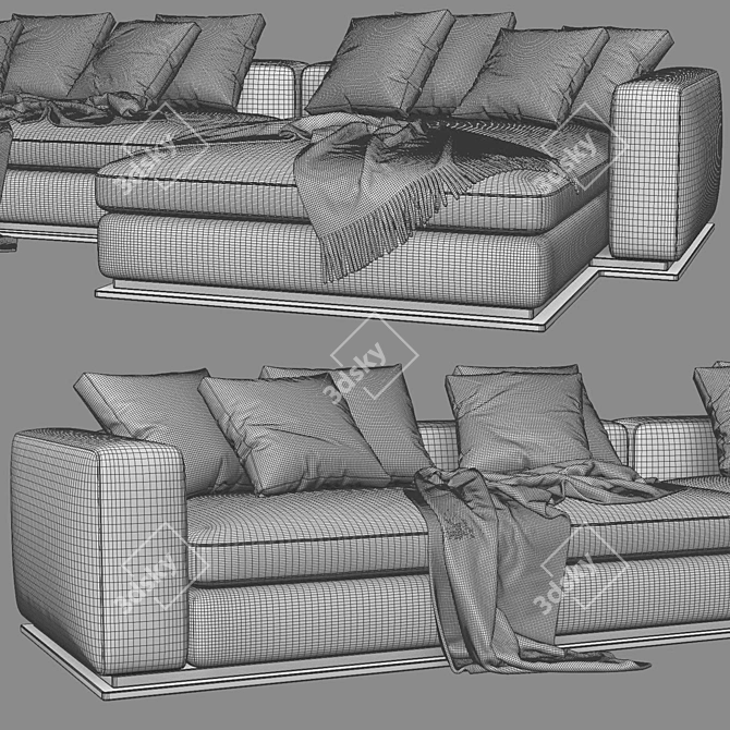 Elegant Minotti Leonard Chaise Sofa 3D model image 4