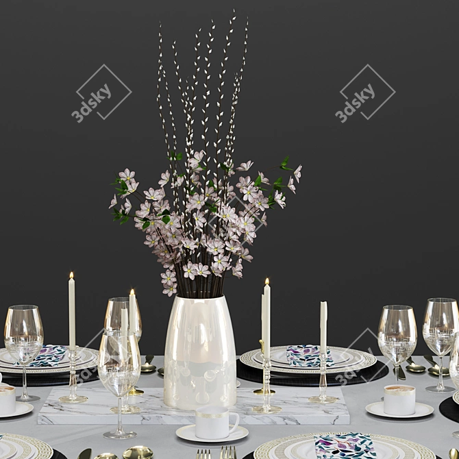 Modern Tableware Set 3D model image 3