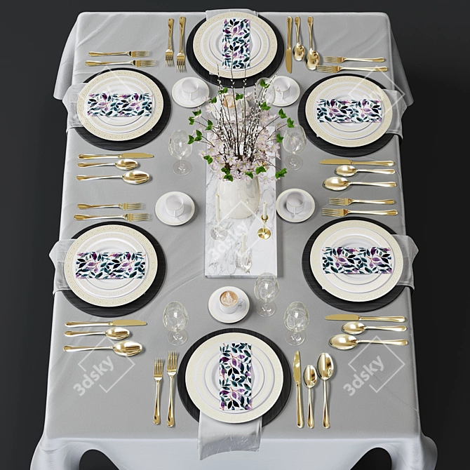 Modern Tableware Set 3D model image 6