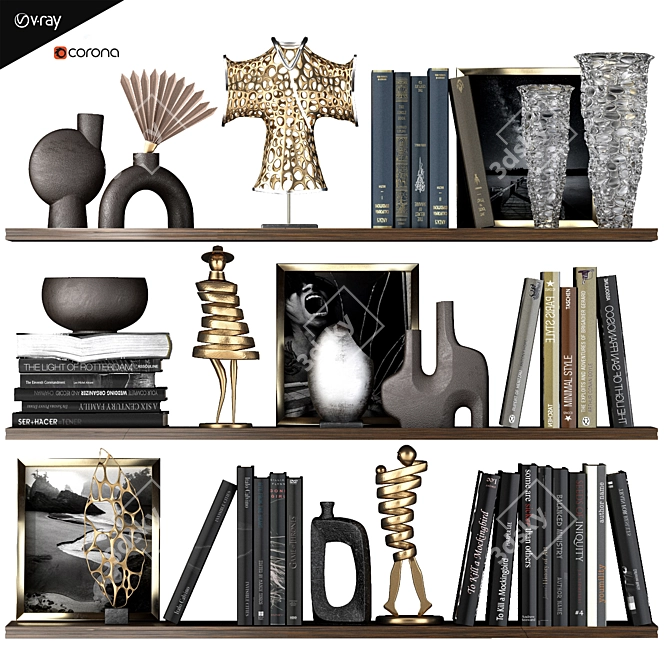 Modern Decorative Shelf Set 3D model image 1