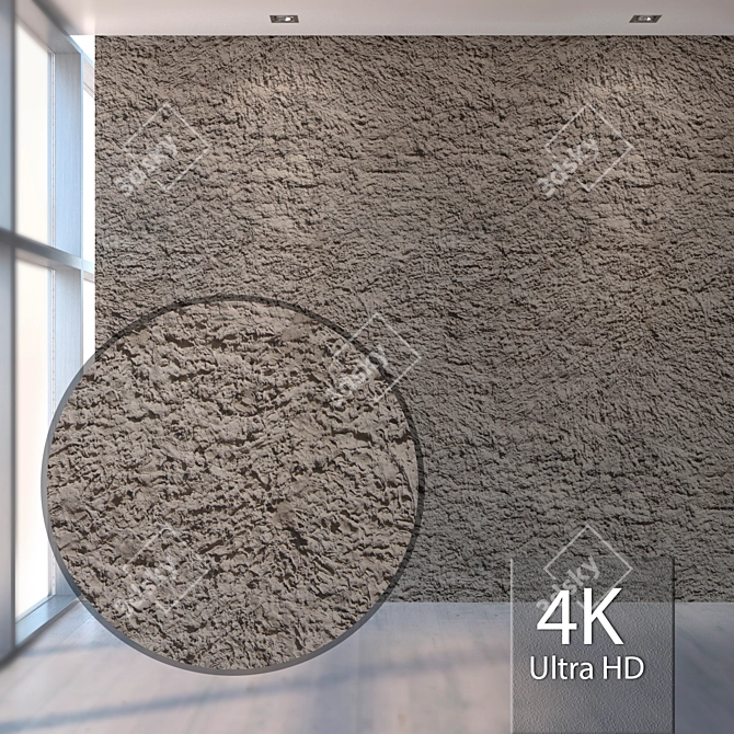 Seamless Rough Plaster Texture 3D model image 1