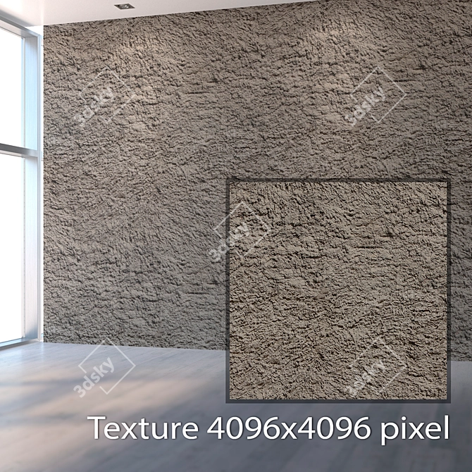 Seamless Rough Plaster Texture 3D model image 2