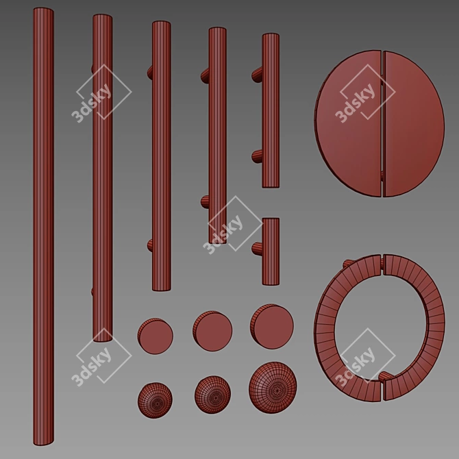 Sleek Set of Furniture Handles 3D model image 2